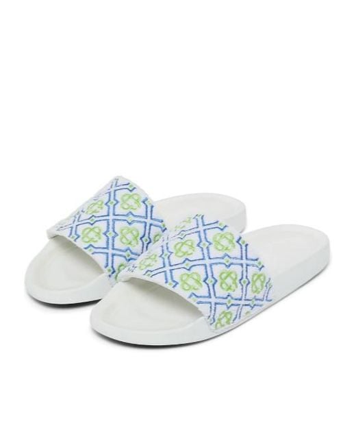 Casablanca Metallic Monogram-Detail Open-Toe Slides
