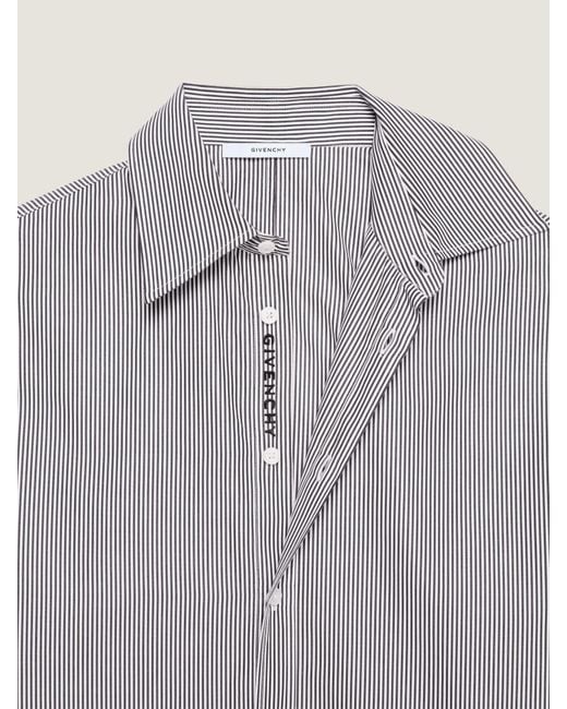 Givenchy Gray Striped Collared Long-Sleeve Shirt for men