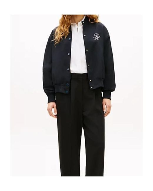 Tommy Hilfiger Blue Timeless Wool Blend Relaxed Bomber Jacket