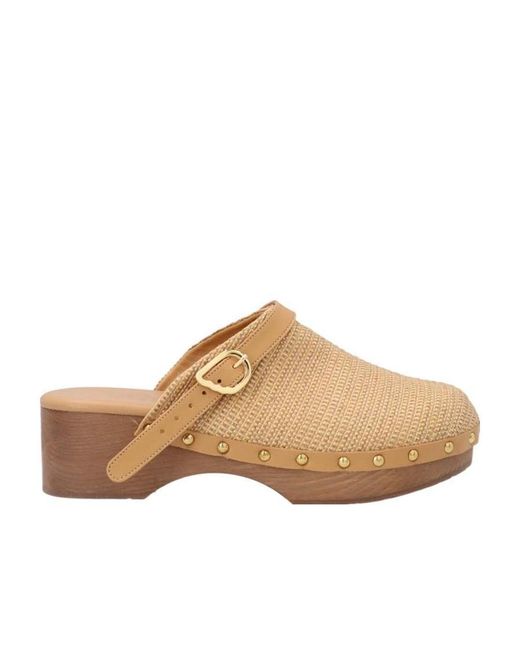 Ancient Greek Sandals Brown Classic Studded Buckle Clogs