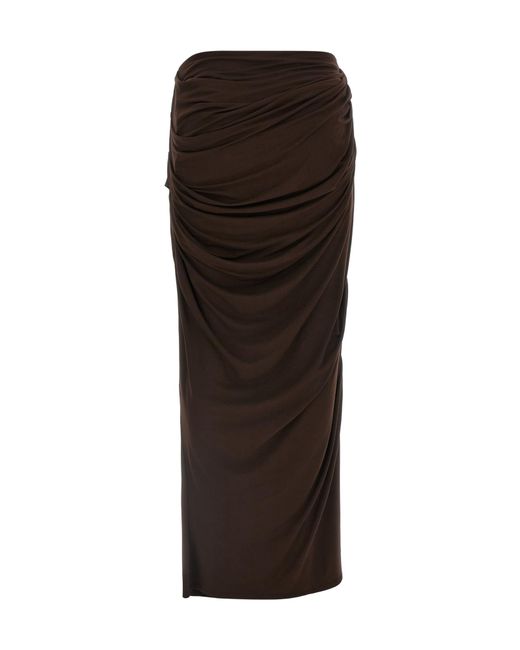Entire studios Brown Drape Maxi Skirt
