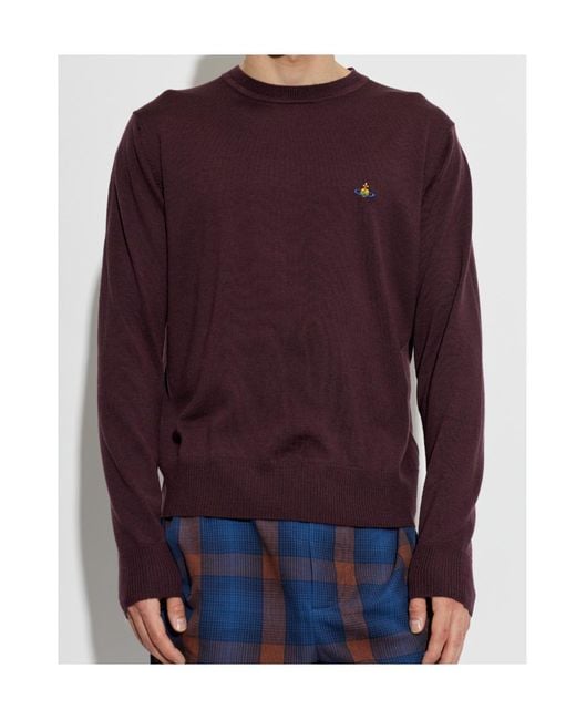 Vivienne Westwood Purple Long-Sleeve Crew-Neck Sweater for men
