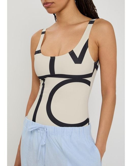 Totême White Logo-Monogrammed Swimsuit