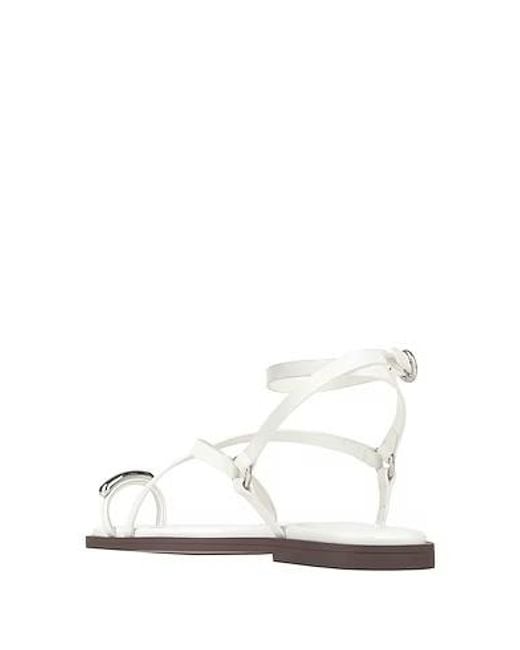 Rag & Bone White Toe Strap Flat Sandals