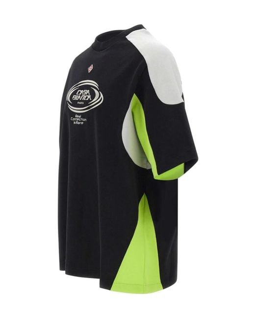 Casablanca Black Color Block Oversized T-Shirt for men