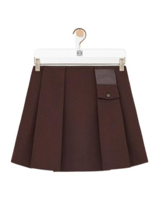 Loewe Brown Pleated Midi Skirt