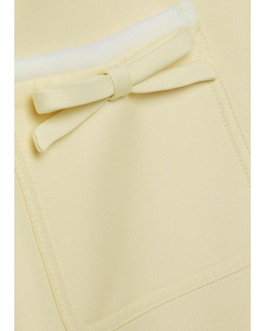 Self-Portrait Yellow Bow-Appliquéd Taffeta Mini Dress