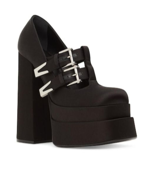 Versace Black Satin Waterproof Table High Heels