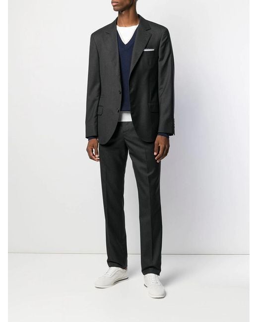 Brunello Cucinelli Black Striped Pattern Blazer for men