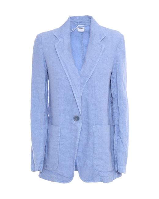 Aspesi Blue Single-Breasted Deconstructed Jacket