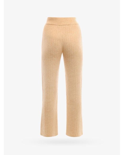 Nanushka Natural Ribbed-Knit Wool Trousers