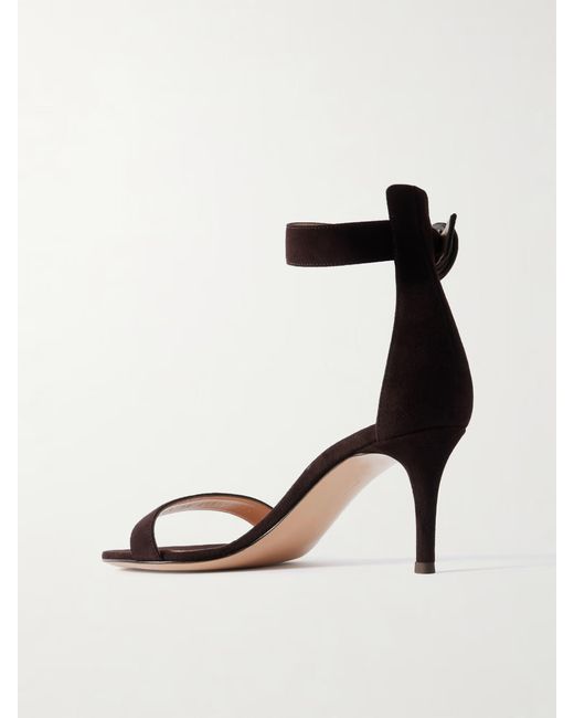 Gianvito Rossi Black Portofino 70 Suede Sandals