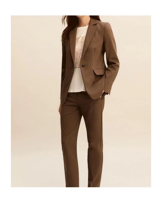 Marella Brown Single-Breasted Stretch Jacket