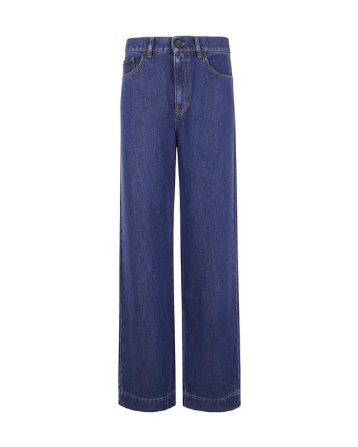P.A.R.O.S.H. Blue Leather-Patch Jeans