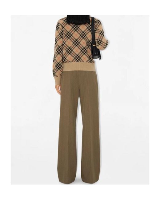 Burberry Brown Checked Knitted Zip-Up Bomber Jacket