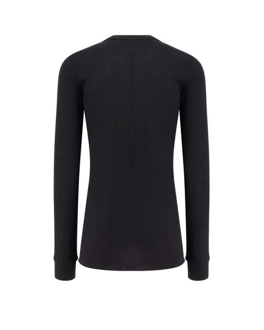 Rick Owens Black Fine-Knit Long-Sleeved T-Shirt for men