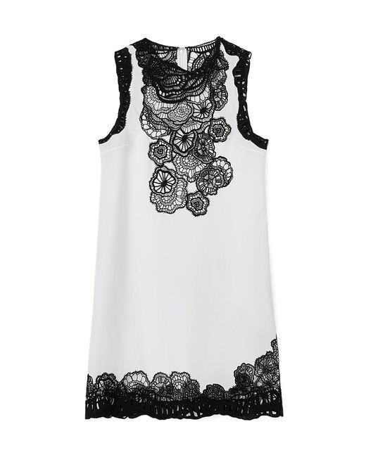 Jil Sander White Lace Embroidered Sleeveless Dress