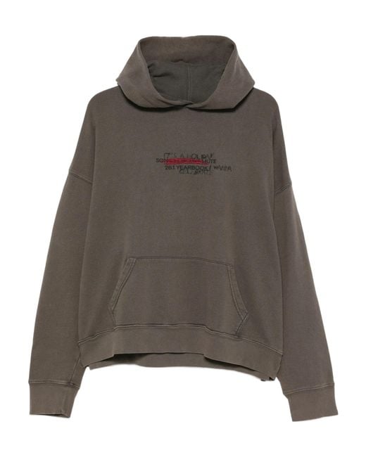 Song For The Mute Gray Embroidered-Logo Pouch-Pocket Hoodie for men