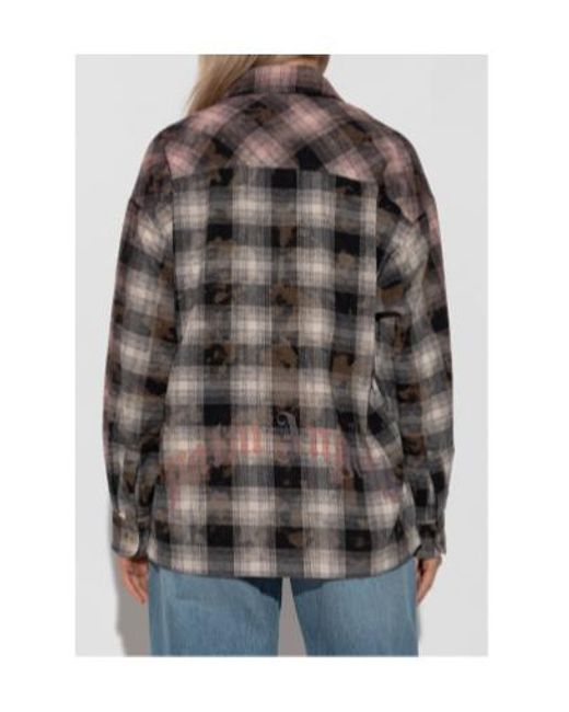Palm Angels Brown Curved Logo Coated Checkshirt