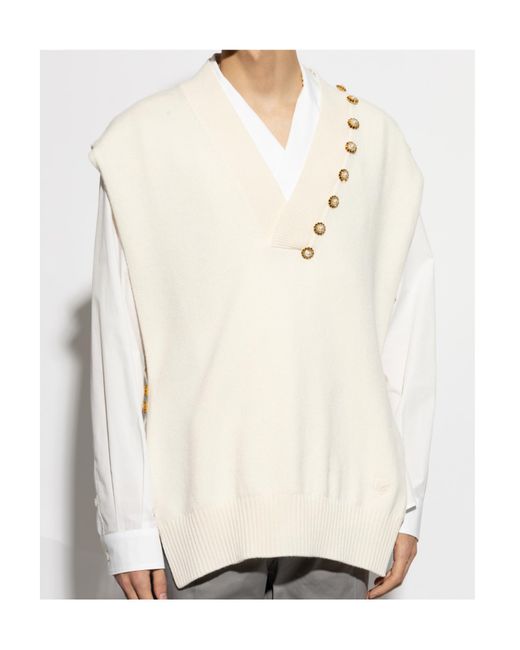 Dolce & Gabbana White V-Neck Knitted Vest for men