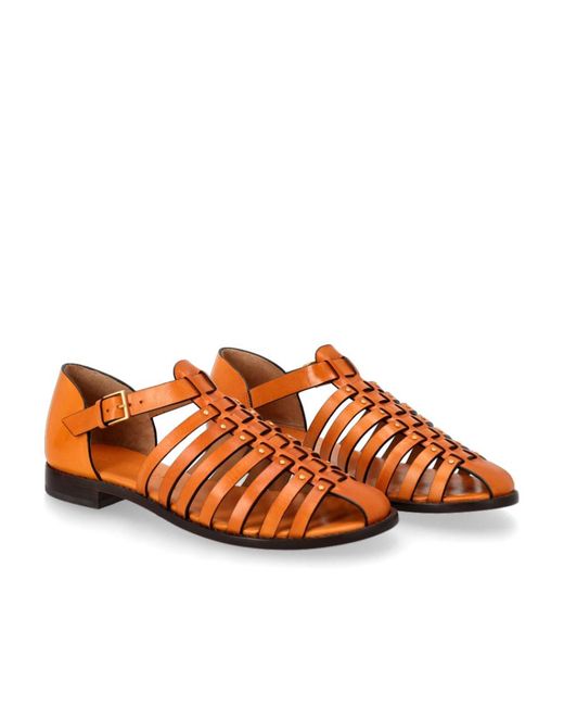Tory Burch Brown Logo Embossed Flat Sandals