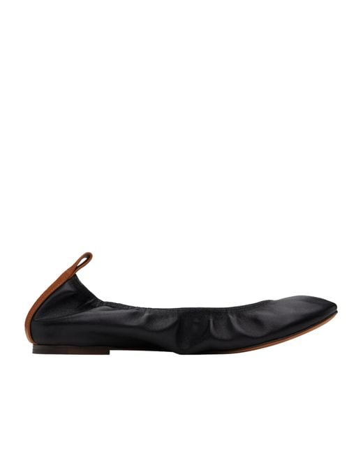 Lanvin Black Leather Ballet Flats