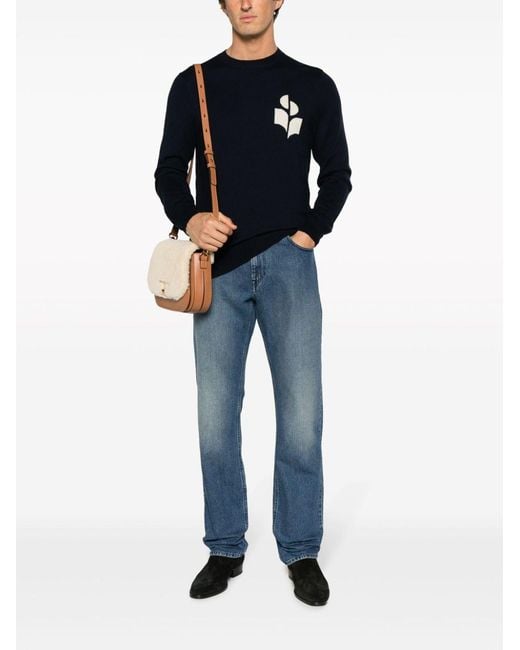 Isabel Marant Blue Logo-Patch Straight-Leg Jeans for men