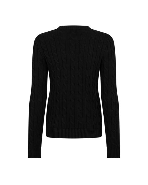 Ralph Lauren Black Button-Trim Cable Knit Jumper