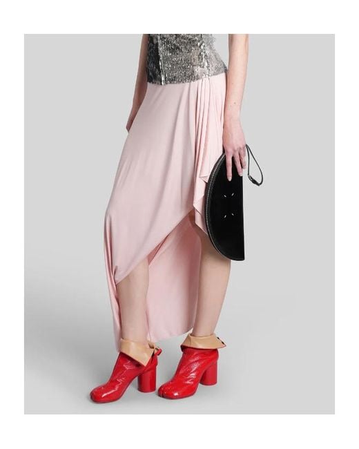 Maison Margiela Red Asymmetric Elasticated Waistband Skirt