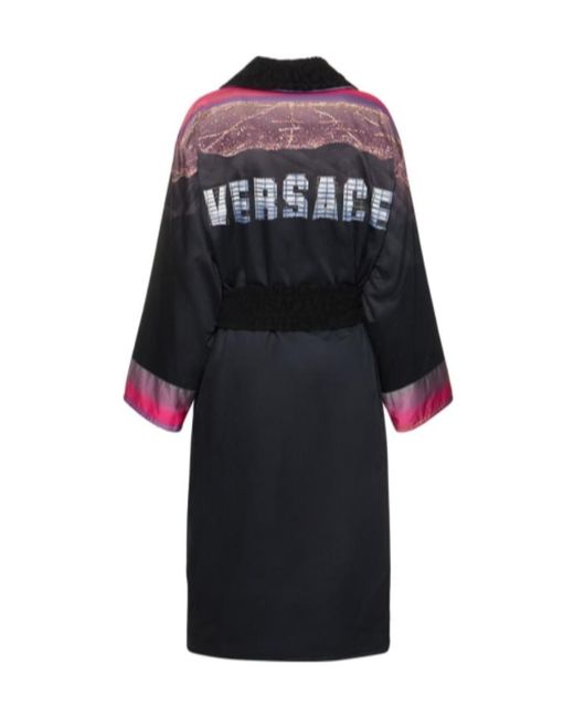 Versace Black Pattern Printed Bathrobe for men
