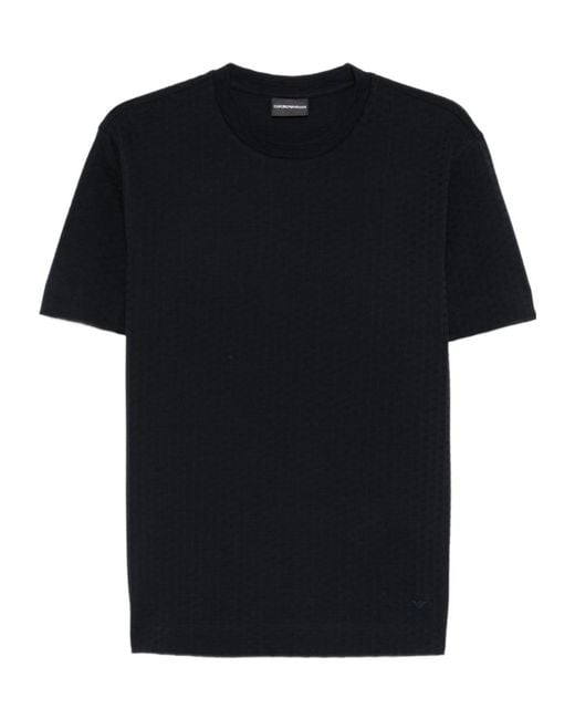 Emporio Armani Black Textured T-Shirt for men