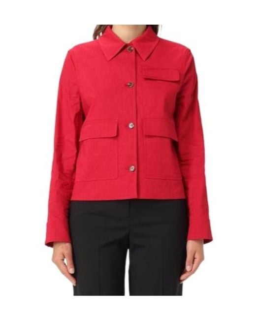 Theory Red Button-Fastening Flap-Pocket Jacket