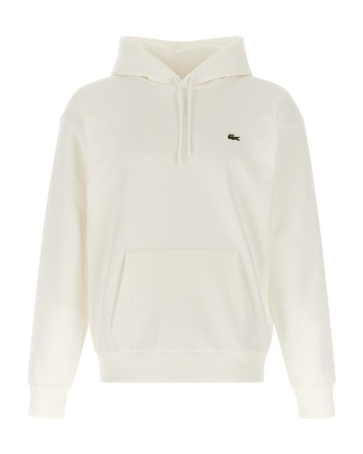 Lacoste White Drawstring Hoodie for men