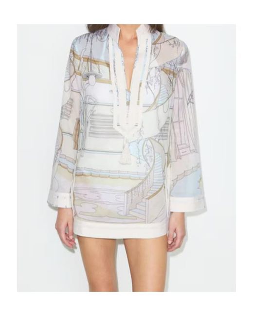 Tory Burch White Printed Tory Tunic