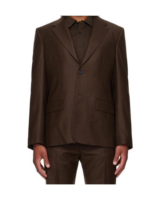 Ferragamo Brown Single Breasted Flannel Blazer for men