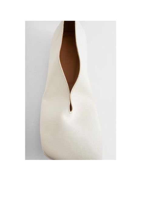 Uma Wang White Asymmetric-Toe Leather Ballerina Shoes