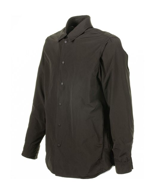 Aspesi Black Long Sleeved Press-Stud Shirt for men