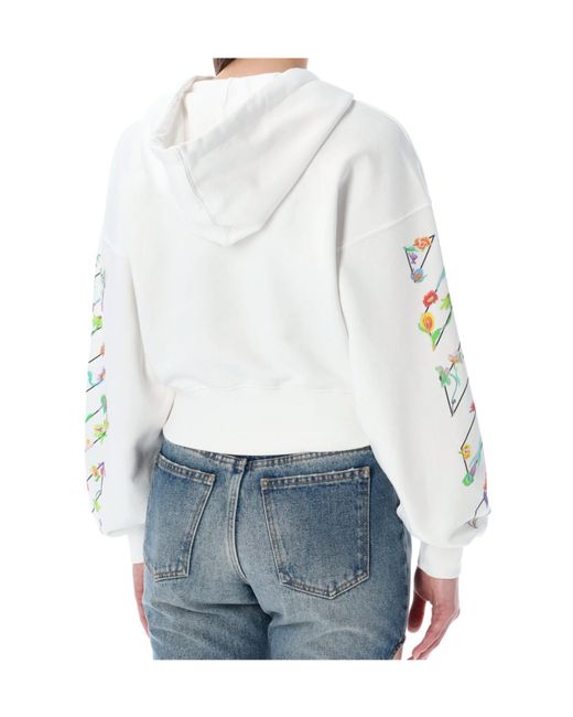 Off-White c/o Virgil Abloh Blue Flower Cropped Hoodie