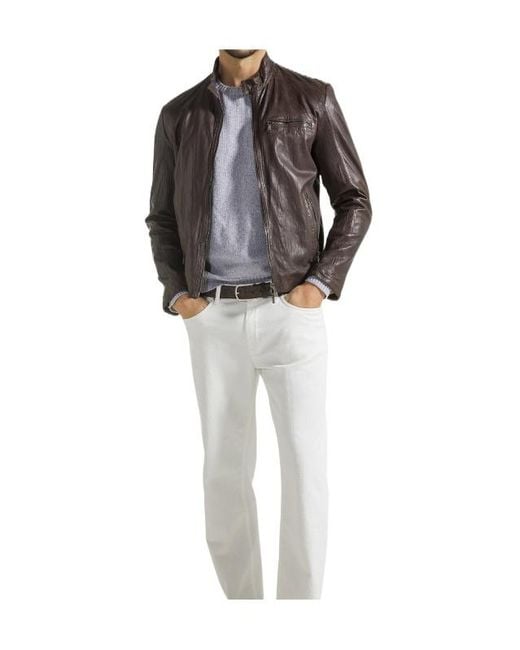 Seventy Black Zip-Front Leather Jacket for men