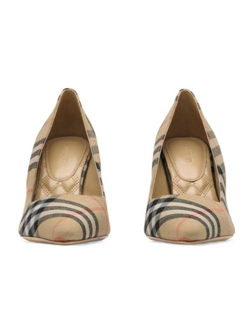 Burberry Metallic Linen Check Dame Pumps​ 90