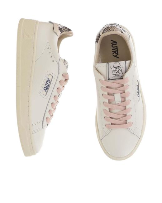 Autry White Textured Heel Low-Top Sneakers