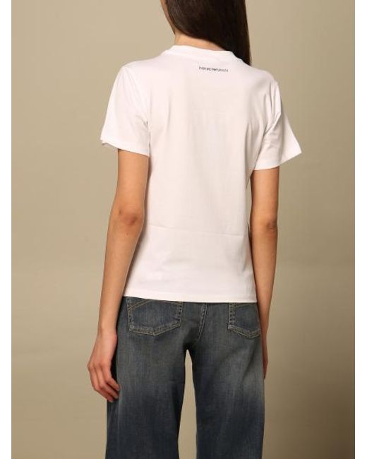 Emporio Armani White Logo-Print Cotton T-Shirt