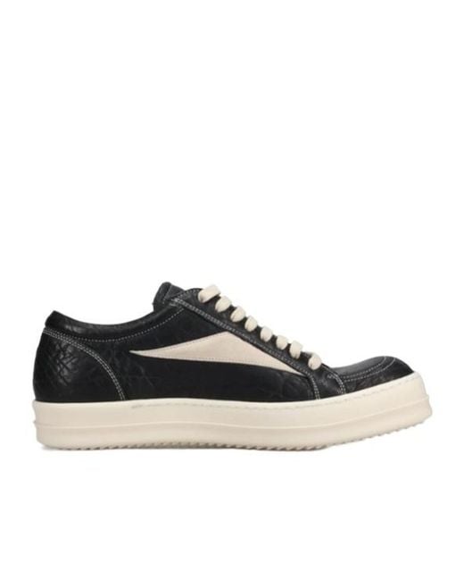 Rick Owens Black Round Toe Lace-Up Sneakers for men