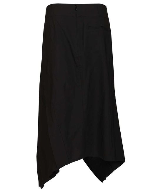 Bottega Veneta Black Ruffled Asymmetric Midi Skirt