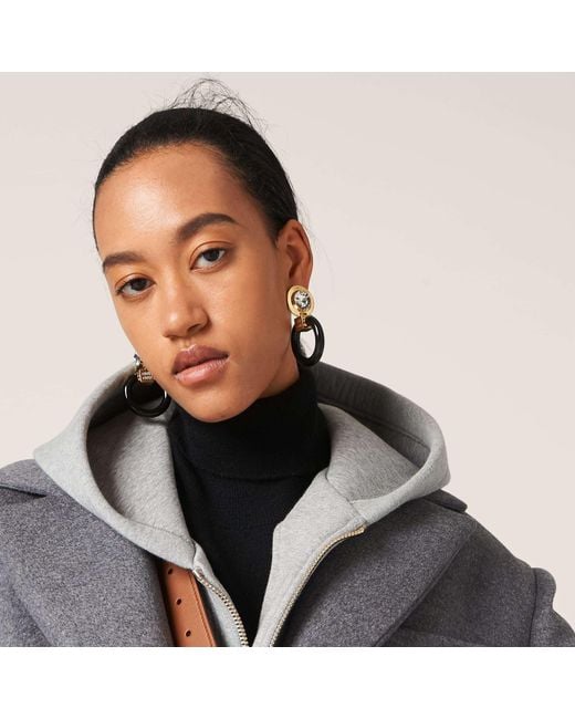 Miu Miu Gray Single-Breasted Velour Coat
