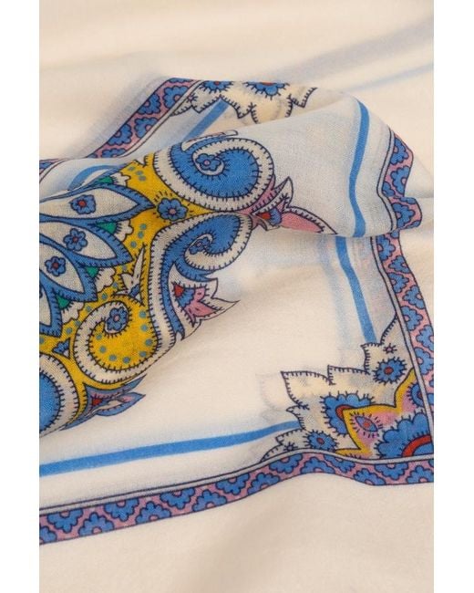 Etro Blue Floral Patterned Scarf