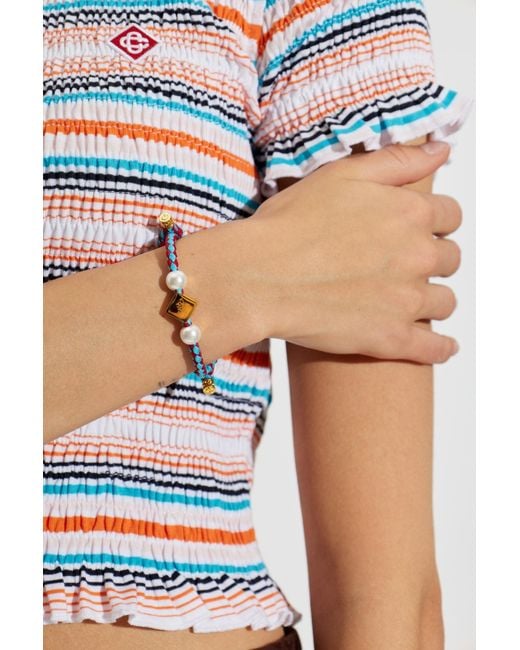 Casablanca Blue Logo Bracelet for men