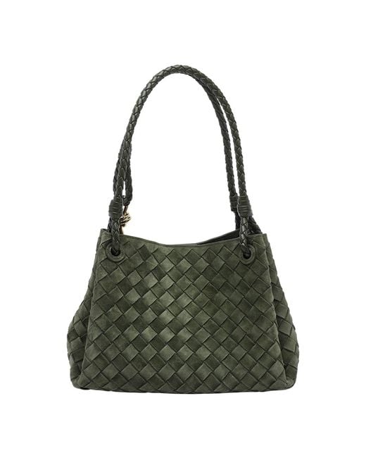 Bottega Veneta Green Woven Shoulder Bag