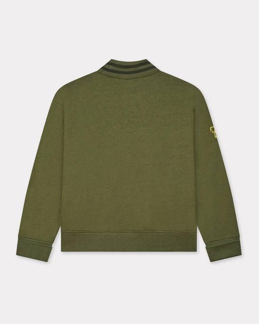 KENZO Green Paris Chainstitch Embroidered Cardigan for men