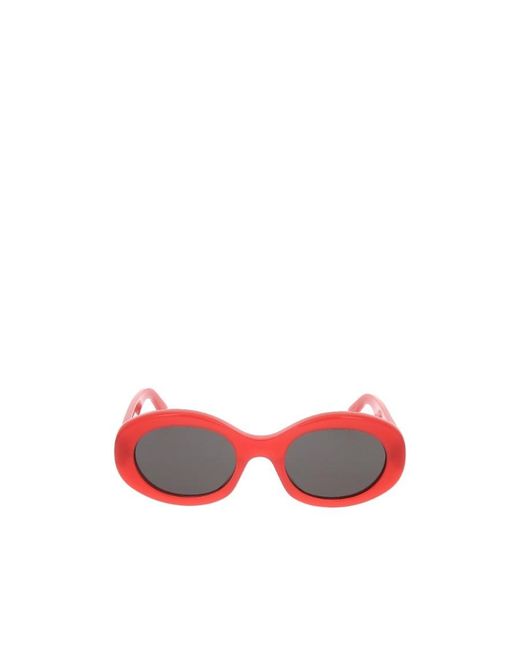 Céline Red Triomphe Oval-Frame Sunglasses